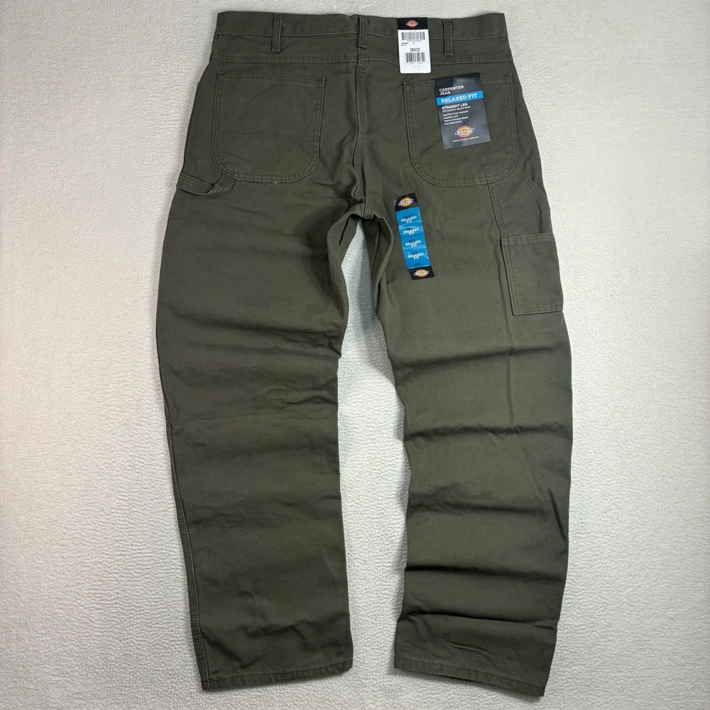 Dickies Carpenter Pant Men 38x32 Green Relaxed Straight Duck Canvas Workwear NWT